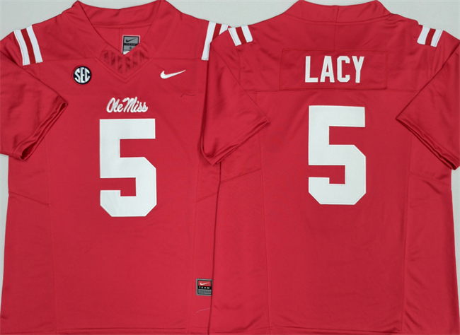 Men's Red Ole Miss Rebels #5 Kewan Lacy F.U.S.E. Stitched jersey